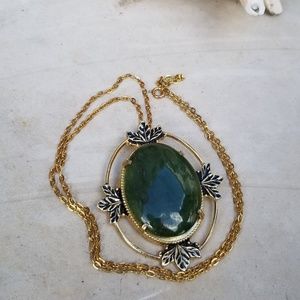 Gold and Jade Pendant Necklace